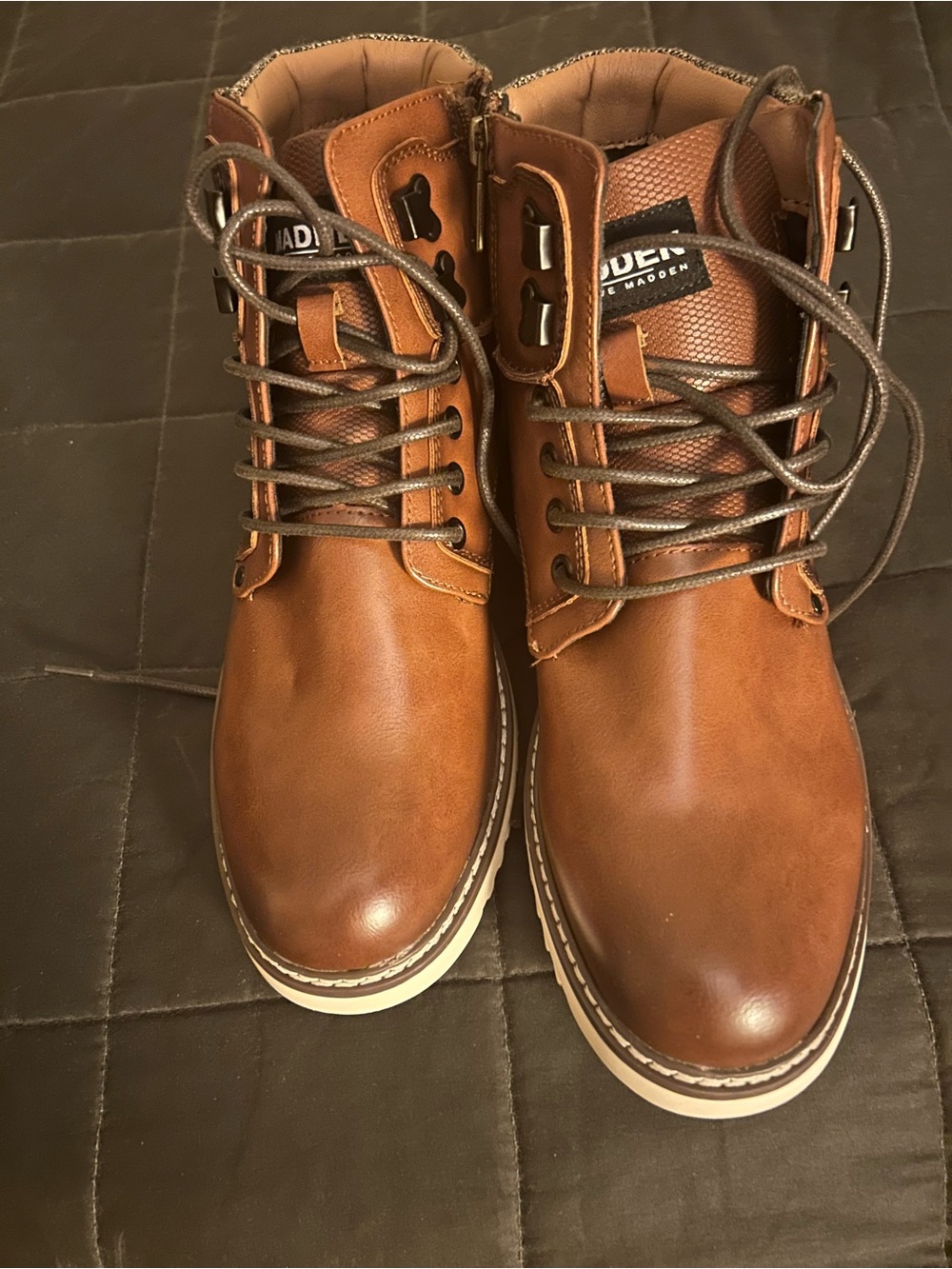 Steve Madden Men’s Tan Brown Leather Lace-Up Chukka Boots